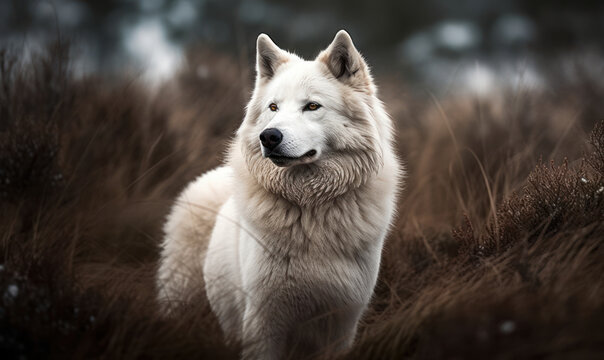 photo of Eskimo dog in its natural habitat. Generative AI