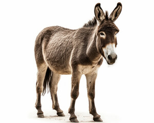 photo of donkey isolated on white background. Generative AI