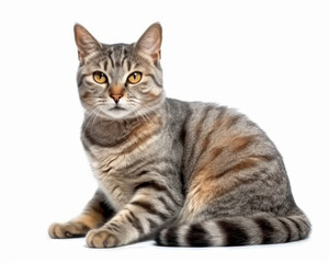 Fototapeta premium photo of domestic shorthair isolated on white background. Generative AI