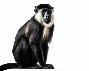Fototapeta premium photo of diana monkey isolated on white background. Generative AI