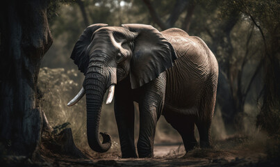 Fototapeta na wymiar photo of elephant in its natural habitat. Generative AI