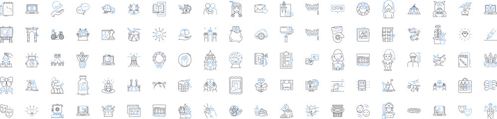 Handiwork line icons collection. Crafting, Knitting, Sewing, Crochet, Embroidery, Quilting, Woodworking vector and linear illustration. Carving,Pottery,Beading outline signs set Generative AI