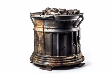 Industrial waste receptacle isolated on white. Generative AI