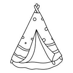 Tipi tent boho style, bohemian tent, Hand Drawn Illustration