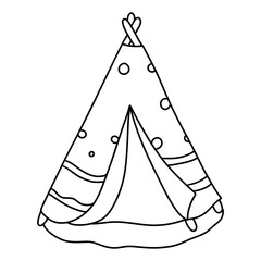 Tipi tent boho style, bohemian tent, Hand Drawn Illustration © Apixsala
