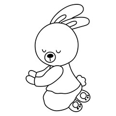 Cute Bunny Kid or Rabbit Boy, Mother's Day Element, Hand Drawn Illustration