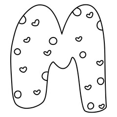 alphabet handdrawn of letter M, Mother's Day Element, Hand Drawn Illustration