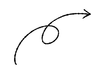 手書きのくるっと矢印　黒