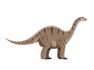Cartoon Vulcanodon dinosaur character. Extinct reptile, Jurassic era monster or prehistoric dinosaur. Paleontology lizard, herbivorous Vulcanodon comic vector personage with long neck and tail