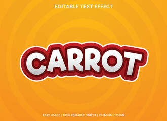 Fototapeta na wymiar carrot text effect template business logo and brand editable vector