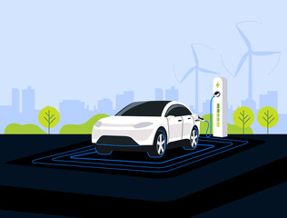 Electric Vehicle Technology Illustration