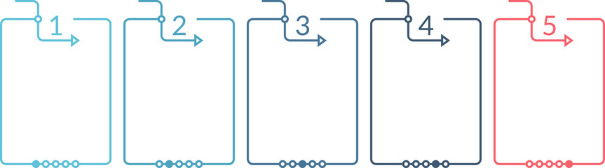 Infographic template with five elements with place for your text and icons, workflow, process chart, steps or options