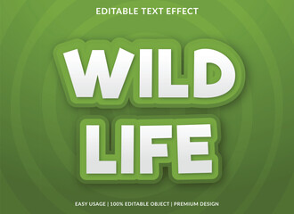 wild life text effect template business logo and brand editable vector