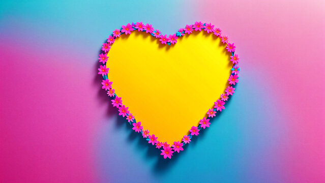 AI generated illustration of an elegant heart frame decorated with flowers with copyspace for your text or image
