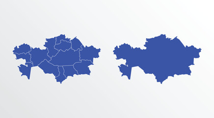 Kazakhstan map vector illustration. blue color on white background