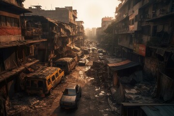 Fototapeta na wymiar Apocalyptic Mumbai. Generative AI