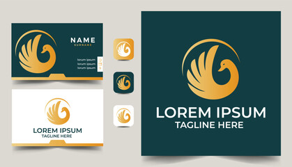 Swan logo Luxury logo design and Business Card Template