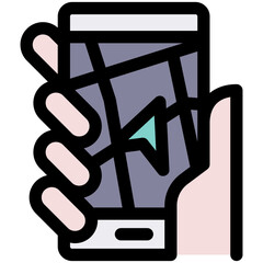 mobile black outline filled color icon