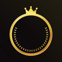 Luxury premium crown and laurel wreaths, star ranking and award icon badge,