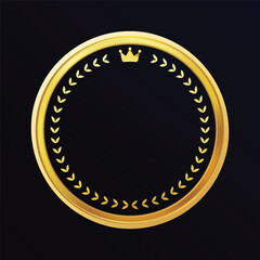 Elegant crown simple gradient gold round best medal award badge template frame