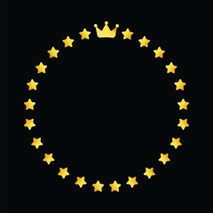 Star crown round award vector illustration. Golden winner abstract badge, medal, shiny, prize design of circle shape.