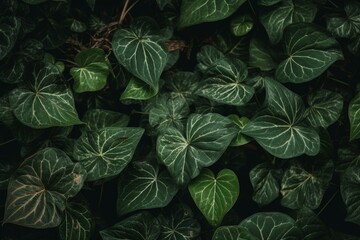 Floral pattern of green plant leaves for wallpaper background. Generative AI