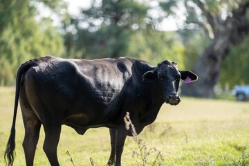 cows grazing in an agricultural field. sustainable agriculture practiced with regenerative and organic food production methods