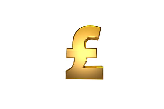 Gold Pound Symbol. 3D Render Illustration
