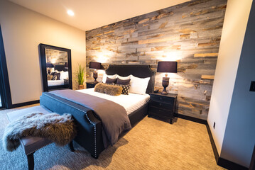 Beautiful Wood Wall in Master Bedroom