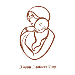 Beautiful mother and baby silhouette design