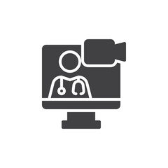 Online doctor chat vector icon