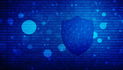 Protect and Security concept. Digital Shield on abstract technology background, Cyber security and information or network protection. Future technology web services for business and internet project