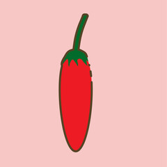 Chilli icon on pink background. Vegetable vector illustration.