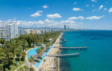 Aerial view with Limassol city, Cyprus islands - 596549796