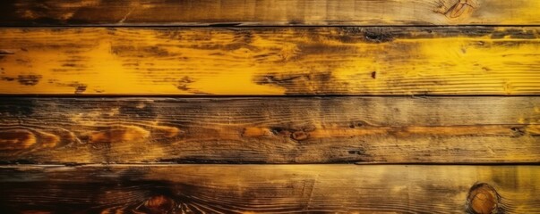 Top view Wooden table, Wooden texture yellow background. Generative AI