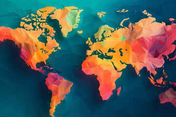 Colorful world map. Generative ai.