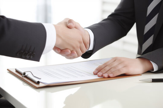 Businessmen handshake - business meeting and partnership concept. Generative ai.