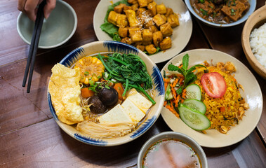 pictures of delicious vegetarian dishes on the table