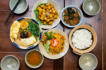 pictures of delicious vegetarian dishes on the table