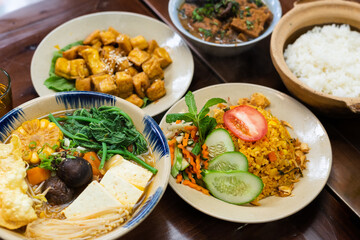 pictures of delicious vegetarian dishes on the table