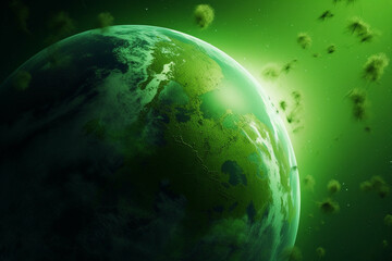 Obraz na płótnie Canvas World environment and Earth Day concept with green globe and eco friendly enviroment. Generative ai