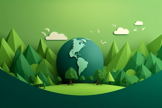 World environment and earth day concept with globe and eco friendly enviroment. Generative ai