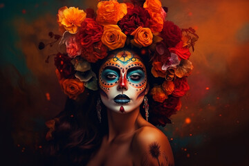 Day of the dead, Dia de los muertos character. Generative ai