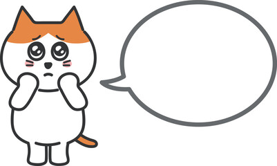 The orange tabby cat requests something with a speech bubble, a vector illustration.