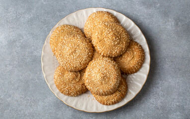 Cookies made with cookie molds named kombe. Traditional local foods of Antakya.