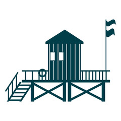 Lifeguard Tower icon. Station beach building illustration