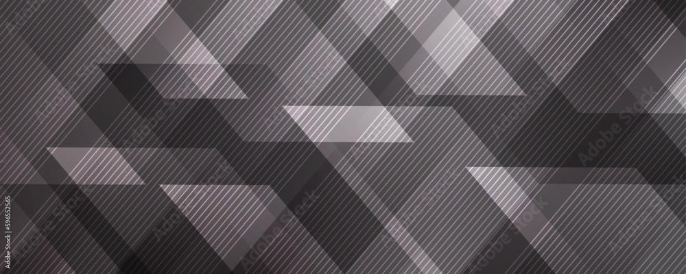 Poster 3d black geometric abstract background overlap layer on dark space with diagonal lines decoration. m
