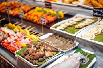 Street food markets, skewers and BBQ on the island