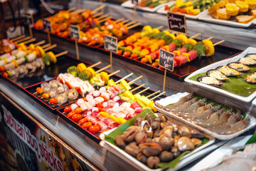 Street food markets, skewers and BBQ on the island