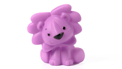 Rubber lion toy isolated on white background 